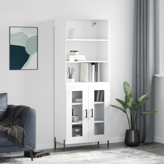 vidaXL Highboard hvit 69,5x34x180 cm konstruert tre 8720845926922