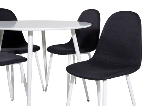 Venture Home Plaza Spisegruppe 100 cm Rund med 4 Polar Stoler Sort