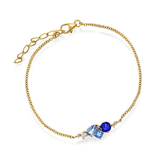Pan Jewelry Armbånd i forgylt 925 sølv med blå zirkonia