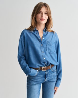Relaxed Fit Indigo Skjorte LIGHT INDIGO 38