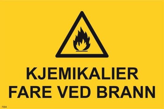 ADVARSEL KJEMIKALIER-FARE VED BRANN 20X30 Alu-plate