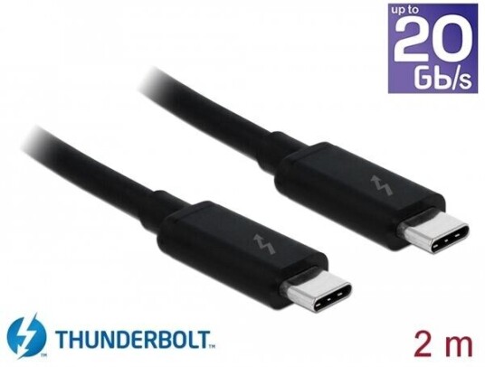 Delock Thunderbolt 3 USB-C Kabel 2m 20Gbps Svart Delock Thunderbolt 3 USB-C Kabel 2m 20Gbps Svart