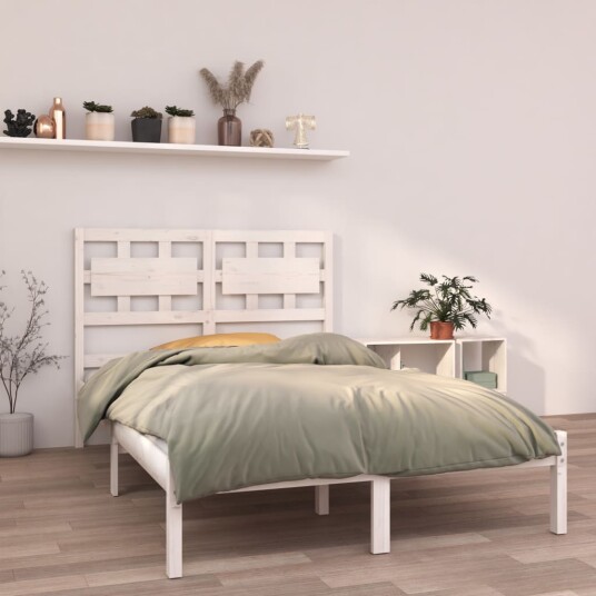 vidaXL Sengeramme hvit heltre 135x190 cm 4FT6 Double 8720287043836