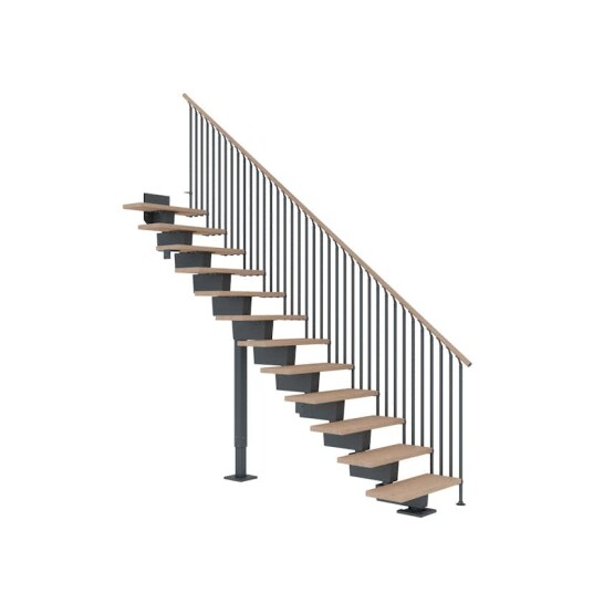 Dolle Dubai Rett Trapp Antracit 7016 classic Iiii hvitoljet Eik 80 14   Loddrett Høyde 255 315cm