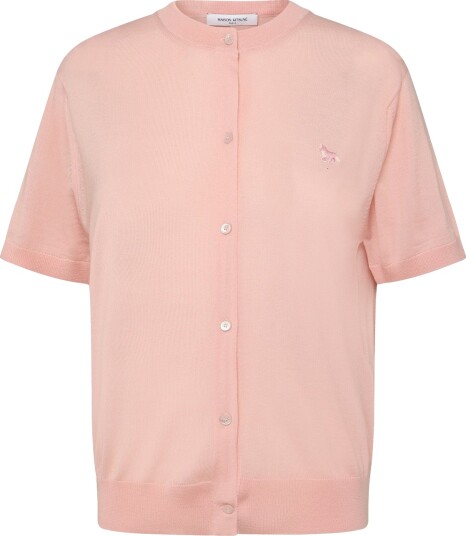 Maison Kitsune Baby Fox Patch Regular Short Sleeves Cardigan Pink L