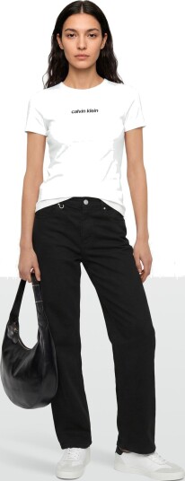 Calvin Klein Jeans Ss Contour Rib Logo Ringer Tee White S
