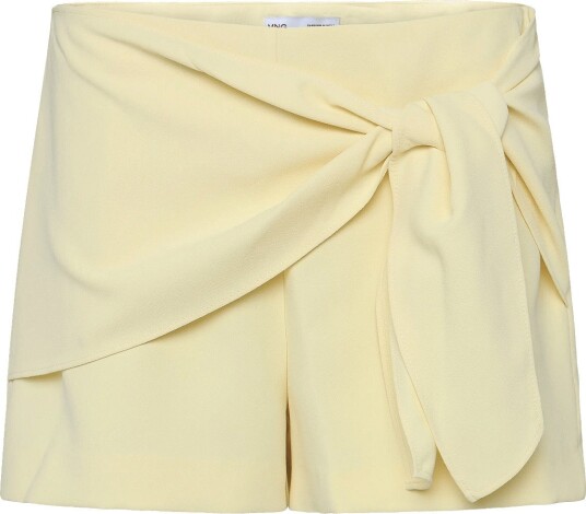 Mango Straight Shorts With Tie Detail Yellow 38