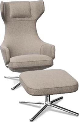 Vitra Grand Repos Lenestol med Fotskammel Cosy 2 Fossil/ Krom Vitra Grand Repos Lenestol med Fotskammel Cosy 2 Fossil/ Krom