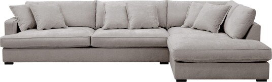 Rossita Lyx 4 seters Høyrevendt L formet Extra Dyp Sjeselongsofa i Chenille Grå/Brun Chenille