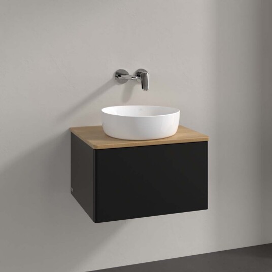 Villeroy & Boch Antao Servantskap med 1 skuff 60x50x36 cm u/lys Sort Matt/Eik Villeroy & Boch Antao Servantskap med 1 skuff 60x50x36 cm u/lys Sort Matt/Eik