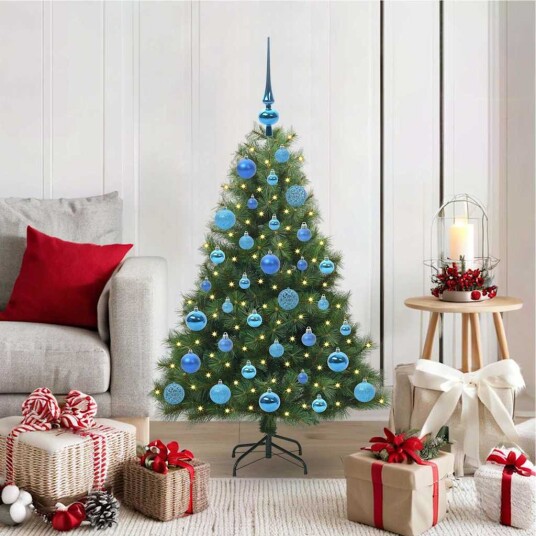  Kunstig juletre med 150 LED med stativ grønn 120 cm PE og PVC