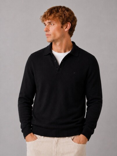 Clean Cut Copenhagen Merino Polo Knit Sort L