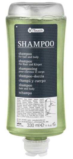 VEGA Dispenser V-Touch Shampoo 330 ml Antrasitt/Grå 24 Stykk / Forpakning VEGA Dispenser V-Touch Shampoo 330 ml Antrasitt/Grå 24 Stykk / Forpakning
