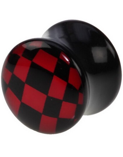 Utgått Sjakkmønstret Svart og Rød Piercing Plugg