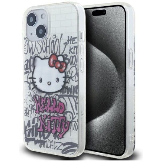 Hello Kitty Mobildeksel iML Kitty On Bricks Graffiti for iPhone 15/14/13 6.1" Hvit