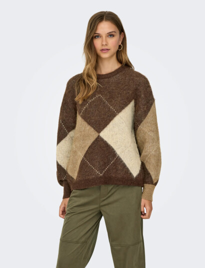 ONLY Onlnoeme Life Ls Jq O Neck Knt Brown XL