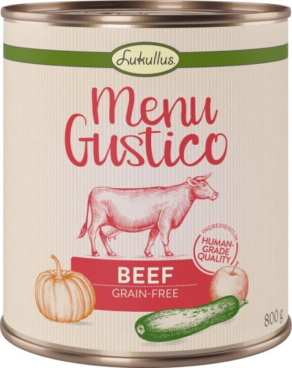 Lukullus Våtfôr Menu Gustico Med Gresskar Eple Og Oregano Okse 12 X 800 G