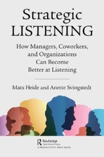 Strategic Listening Av Mats (Lund University Sweden) Heide, Anette Svingstedt