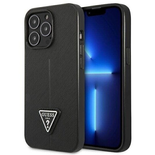 Guess Hardt Deksel til iPhone 14 Pro 6,1" Svart Saffiano Triangle Logo