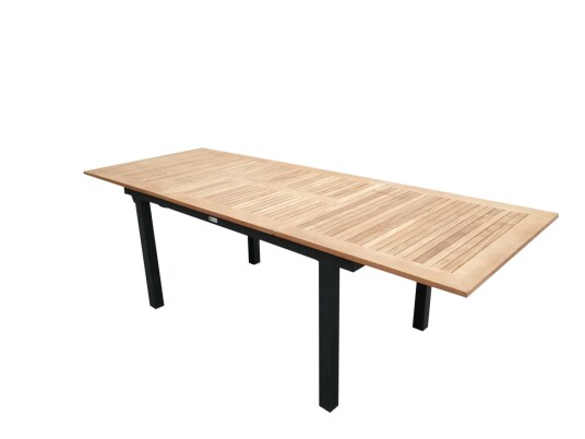 Venture Design Panama spisebord Svart/teak 224-324 x 100 cm