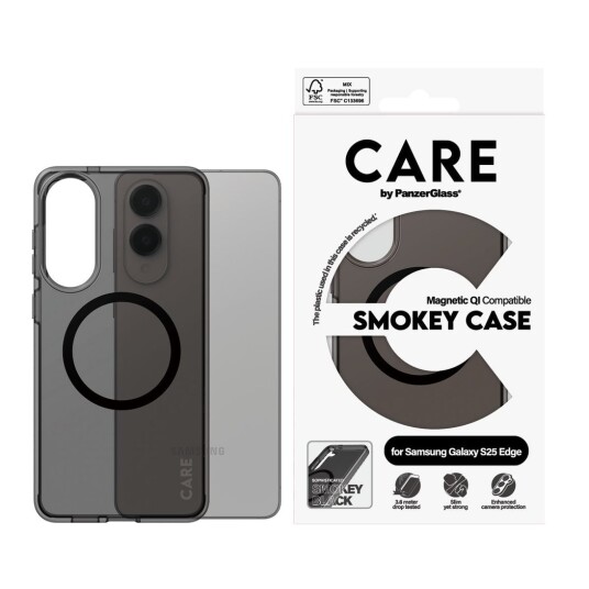 CARE by PanzerGlass Urban Combat Smokey Deksel for Samsung S25 Edge - Qi Kompatibel
