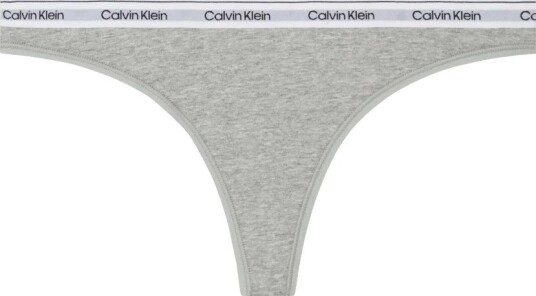Calvin Klein Grå XS Thong Stringtruse med Elastisk Midje