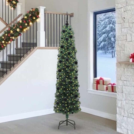 Kunstig juletre med 300 LED grønn 240 cm PVC og stål og plast Kunstig juletre med 300 LED grønn 240 cm PVC og stål og plast