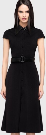 KIHILIST by KILLSTAR Goth Middellang kjole Kihilist Obsidienne Collar Dress S til 4XL Damer svart