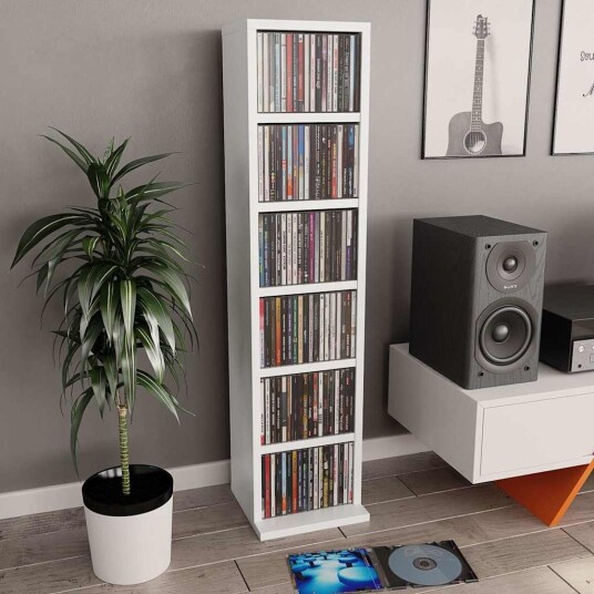 CD skap hvit 21x20x88 cm konstruert tre CD skap hvit 21x20x88 cm konstruert tre