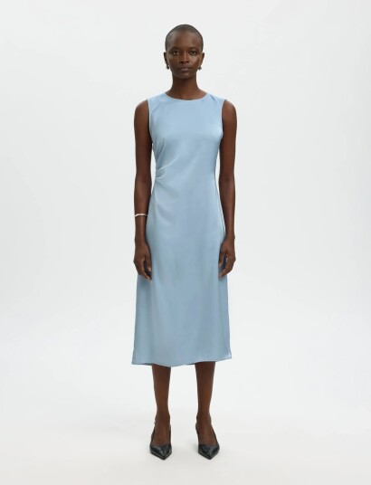 Selected Slfchloe Slim Sl O Neck Midi Dress Noos Blue 38