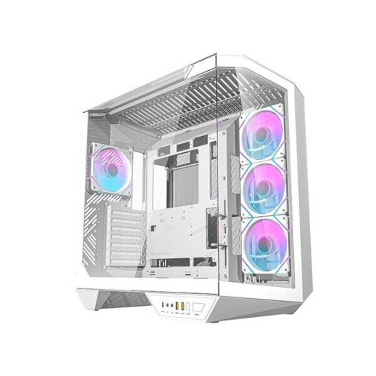 Darkflash DY470 Miditower Kabinett med 4x ARGB-vifter og GPU-støtte - Hvit