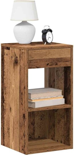 Nattbord med skuff gammelt tre 35x34x66,5 cm 8721158576064