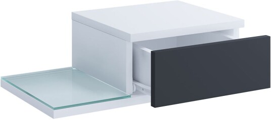 KonsilaM nattbord vegghengt 1 skuff antracitt hvit.