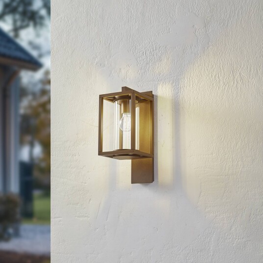 Lucande utendørs vegglampe Ferda, pendel, bronse, glass, IP44 Lucande utendørs vegglampe Ferda, pendel, bronse, glass, IP44