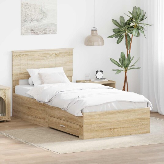  Sengestamme med skuff Sonoma eik 90 x 190 cm Konstruert tre