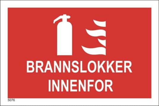 Brannskilt brannslukker innenfor 21X14 cm Alu-plate Plog