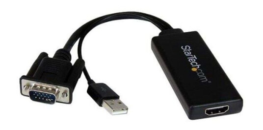 StarTech VGA til HDMI Adapter med USB Strøm og Lyd – 1080P Aktiv Konverter, Svart