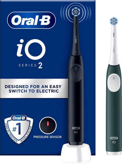 Oral-B iO2 Duo Elektrisk Tannbørstepakke med Night Black og Forest Green
