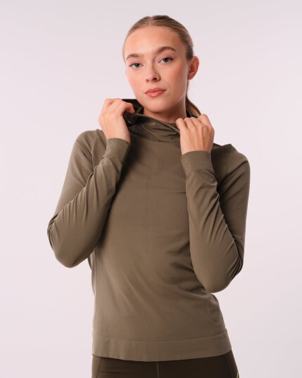 LEVITY Trail Seamless Running Hood Dusty Olive - S