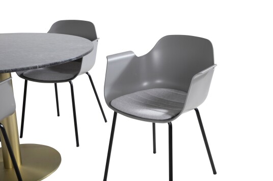 Venture Home Estelle Matgruppe 106 cm Rund med 4 Comfort stoler Sort/Guld