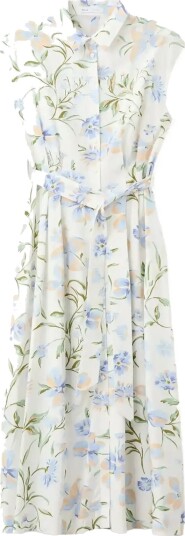 Mango Floral Print Shirt Style Dress   Cream   L