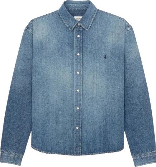 Saint Laurent Herre Skjorter Blå M,