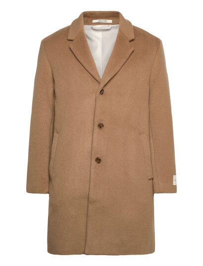 Calvin Klein Ls Wool Blend Overcoat - Beige - RG/36