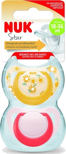Nuk Space Silikonsmokk 18-36 mnd 2 Pk Blomster/Rosa