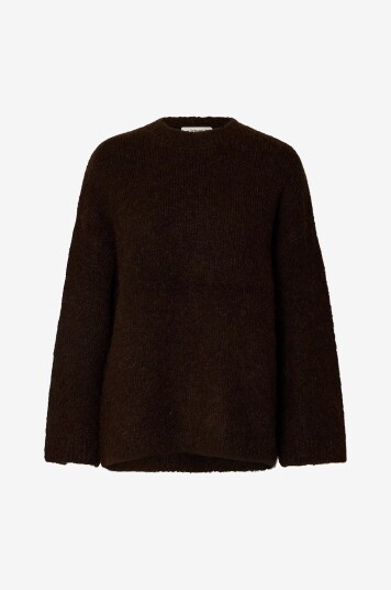 Selected FEMME - Pullover slfGabriella LS Knit New O-neck - Brun