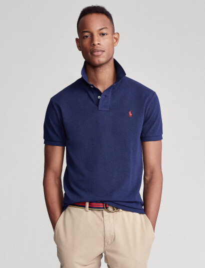 Polo Ralph Lauren Slim Fit Mesh Polo Shirt - Navy - XXL