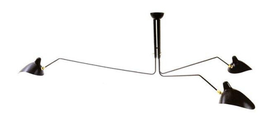 Serge Mouille Plafonnier 3 Taklampe Sort & Messing Serge Mouille Plafonnier 3 Taklampe Sort & Messing