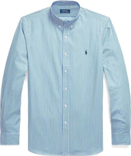 Polo Ralph Lauren Slim Fit Striped Stretch Poplin Shirt Blue L Polo Ralph Lauren Slim Fit Striped Stretch Poplin Shirt Blue L