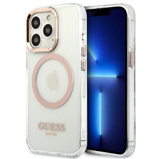 Guess iPhone 13 Pro Max 6,7" Hardt Deksel med MagSafe Gull Metal Outline