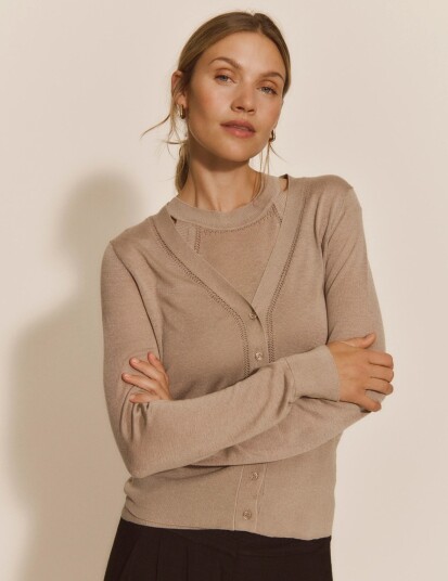 Rosemunde Rwsamira Silk Ls Cardigan Beige XS